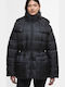 Women's Puffer Jacket for Winter with Hood Black
