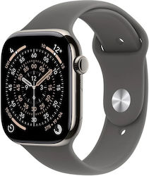 Apple Watch Series 11 Cellular 46mm Natural Titanium Case with Stone Grey Sport Band