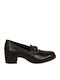 Leder Pumps mit Chunky mittelhohem Absatz Schwarz