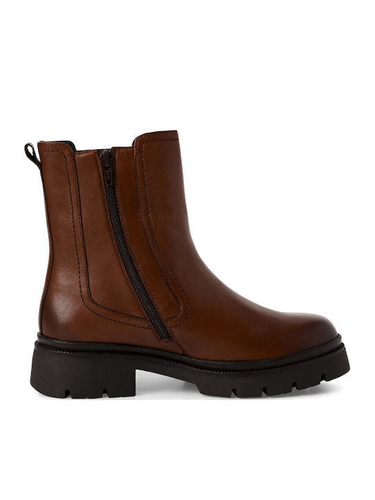 Leather Women's Ankle Boots Tabac Brown