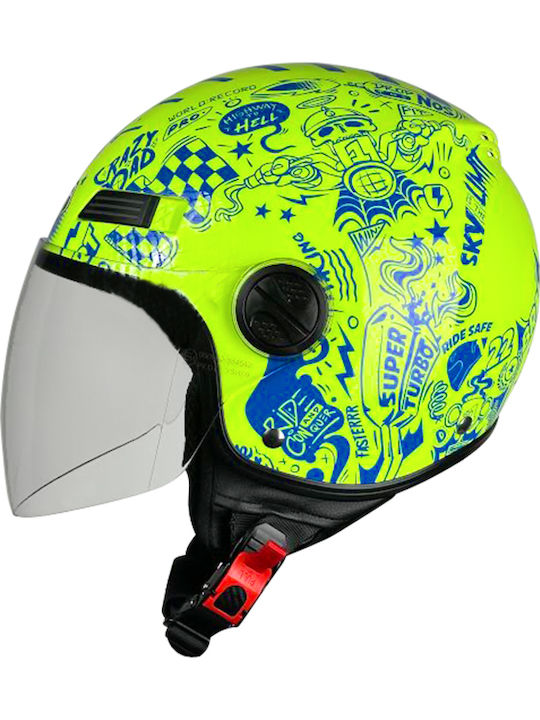 Pilot Fazer Fluo Kinder Motorradhelm Jet ECE 22...