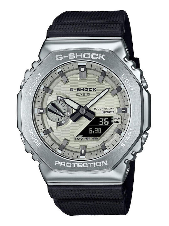 Casio G-shock Αναλογικό/Ψηφιακό Ανδρικό Ρολόι Μπαταρίας με Μαύρο Μεταλλικό Μπρασελέ