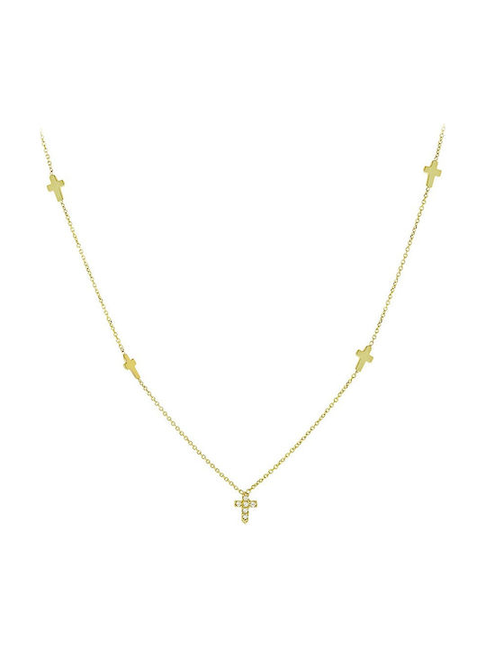 Senzio Belibasakis Women's Gold Cross 9K with Chain