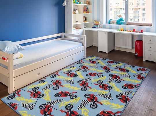 Covor Pentru Copii Playroom Mașini Albastru Deschis 120x160