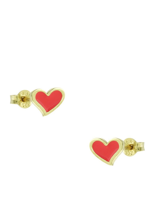 Senzio Belibasakis Kids Earrings Studs Hearts from Gold 9K