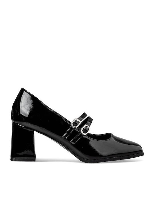 Pantofi cu toc cu Curea Negre