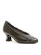 Leder Pumps mit mittelhohem Absatz Schwarz