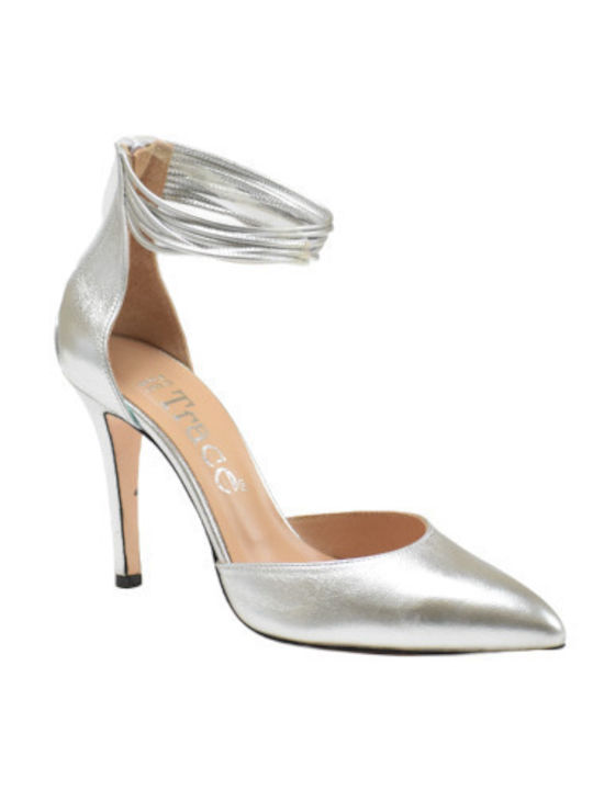Leder Brautschuhe mit Hohem Absatz Silber