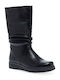 Synthetic Leather Women's Boots with Zipper Black