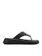 Leather Women's Flat Sandals in Black Color