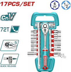 Total THT121171 Set Cheie Tubulară Cu Chei Cu Clichet 1/2" 17 Bucăți Total THT121171 Set Cheie Tubulară Cu Chei Cu Clichet 1/2" 17 Bucăți
