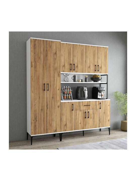 Multifunctional Kitchen Cabinet 8 Doors Shelves & Drawer Walnut