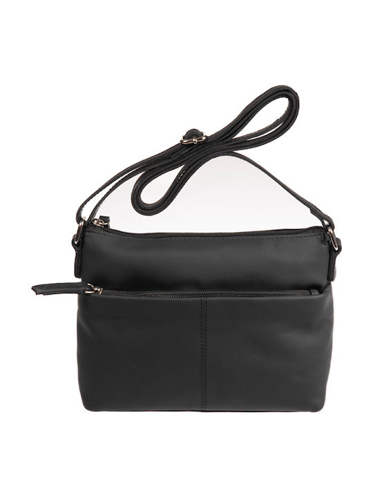 Leder Damentasche Schultertasche Schwarz