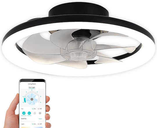 Smart LED Plafonieră 40cm cu Lentile de Mărire Neagră