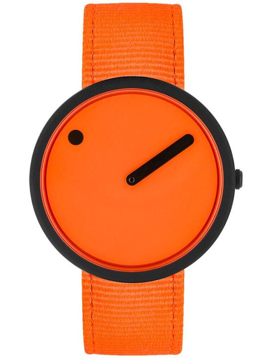 Picto Herrenuhr 40mm Batterie mit Orange Stoffarmband