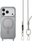 Mageasy Roar M With Lanyard Back Cover Silicone with Strap Gray (iPhone 17 Pro Max)