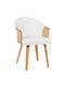 Dining Room Wooden Armchair White/Natural 55x58x78cm