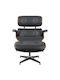 Relax Armchair with Footstool Black/Brown 82x92x78cm