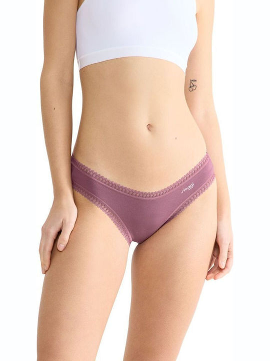 Sloggi Βαμβακερά Femei Slip 3Pack cu Dantelă Sk...