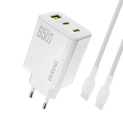 Dudao GaN с USB-A порт и 2 USB-C порта и кабел ...