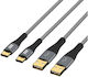 EFB Braided USB 2.0 Cable USB-C male - USB-A 60W Γκρι 3m