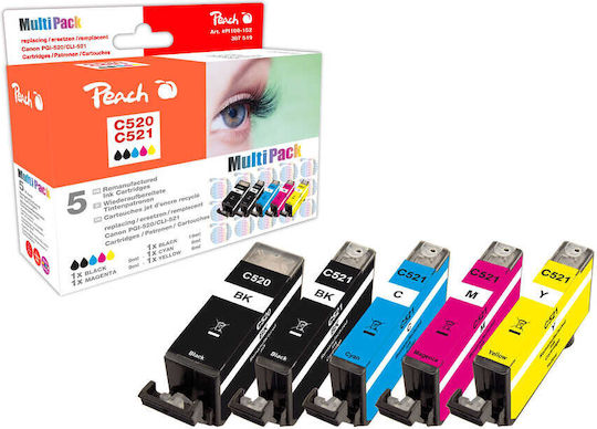 Peach Compatible Inkjet Printer Ink Package Canon PG-520/CLI-521 19ml Black 1pcs
