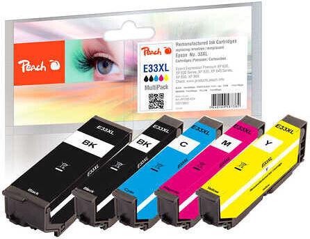 Peach Πακέτο Συμβατών Μελανιών Εκτυπωτή InkJet Epson No.33XL T3357 530 Σελίδων 15ml Μαύρο 1τμχ