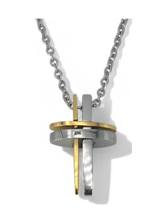 Crucifix Bărbat Din Oțel Cu Lanț
