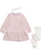 Children's Dress Floral Set with Tights and Accessories Pink