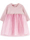 Girls Dress Long Sleeve Tulle Set with Top Dusty Pink