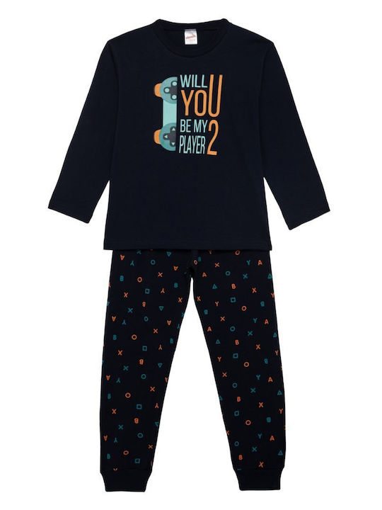 Minerva Kids Winter Navy Blue Pajamas Player Player