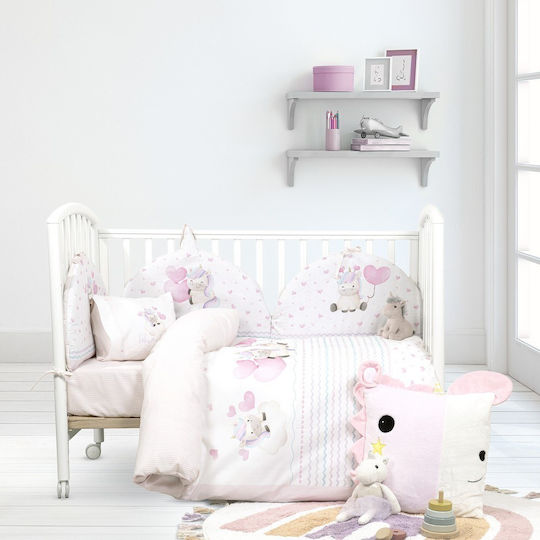 Nima Set Cu Cauciuc Luni Uni Alb 70x140 cm Lenjeri De Patut Bebe