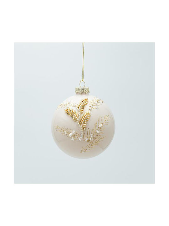 Hängendes Kugel Ornament Ornament Glas Beige 3c...
