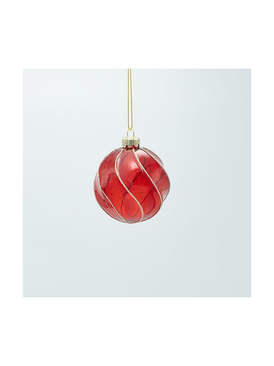 Hängendes Kugel Ornament Ornament Glas Rot 8cm Set 4Stück