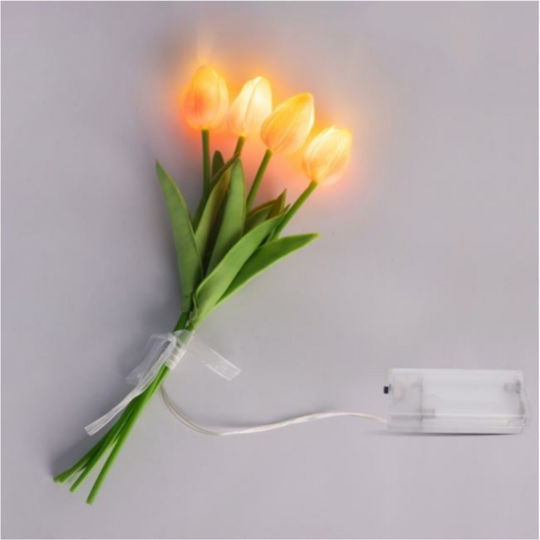 Διακοσμητικές Τουλίπες Κίτρινες Σομόν Led 33cm 4 Τμχ