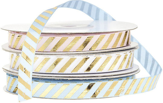 Striped Ribbon Gold 10mm*20m 40813-83 Pink