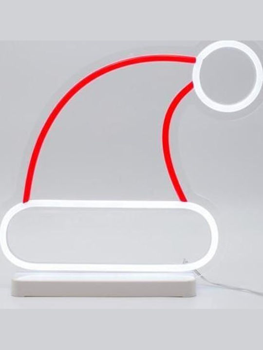 Eurolamp Светещ Неонов Светлинен Тръбен Дизайн 30x27см Шапка Дядо Коледа Основa 4,5v Трансформатор Червено И Бяло Led Удължител 3м Ip44 Eurolamp