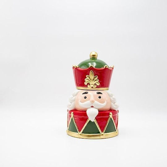 Borcan de Prăjituri Spărgătorul de Nuci Verde Roșu Decorativ 18x27,3cm Eurolamp 600-47032