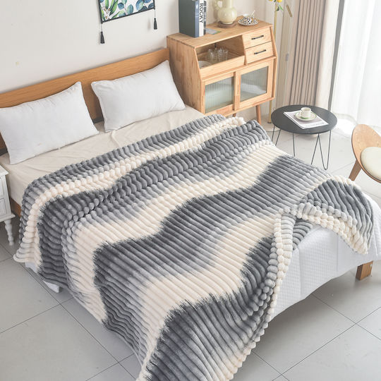 ForHome Κουβέρτα Fleece Μονή 160x220εκ. Γκρι
