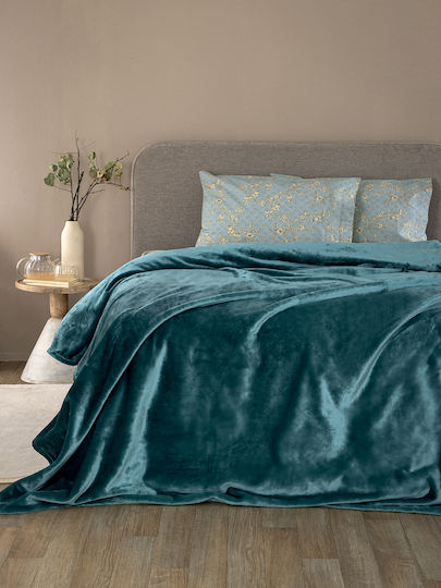 Palamaiki Lucy Pătură Polar Fleece Simplă 160x220 cm Albastru Petrol