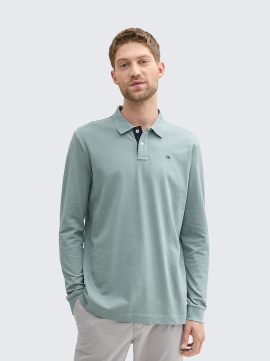 Tom Tailor Basic Polo Langarmbluse Bay Leaf Mint
