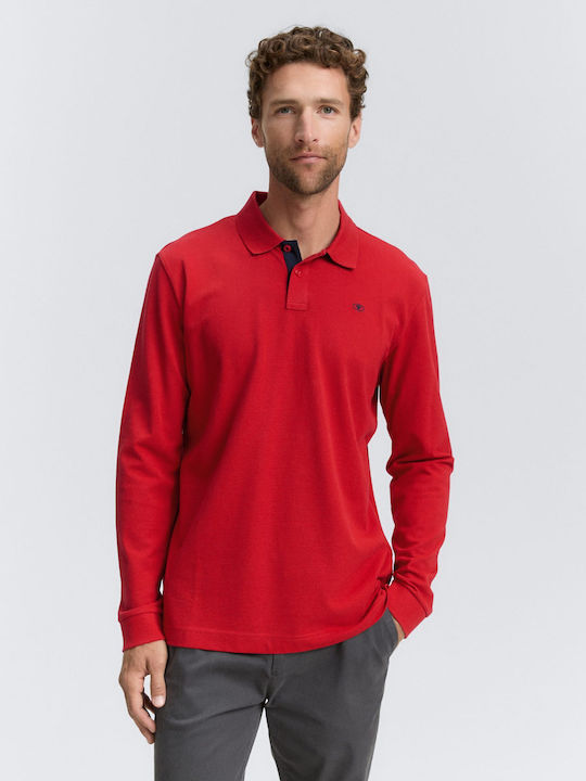 Tom Tailor Basic Polo Langarmbluse Red