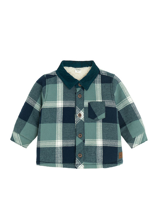 Kids Checked Long-sleeved Blue Shirt