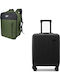 CabinFly Valiză de Călătorie Cabină Black, Green cu 4 roți Înălțime 55cm