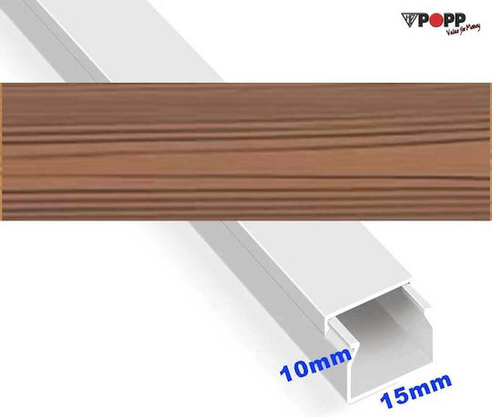 Canal Autocolant 15x10mm Speedfix Imitatie Lemn Vârf Închis 2m Lungime