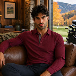 Gandy Polo Blouse Burgundy Gandy Polo Blouse Burgundy