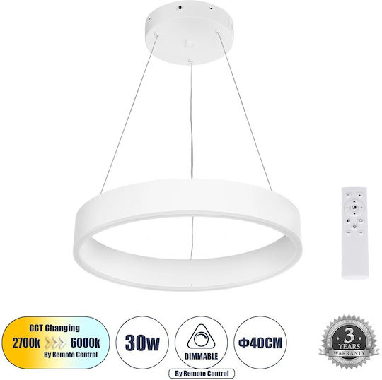 GloboStar Venom Ceiling Light White LED with Adjustable White Light 40x40cm