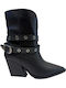 Leather Women's Cowboy Boots with High Heel Black