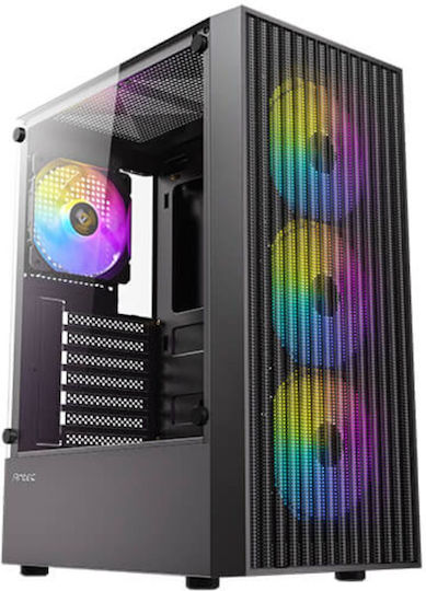 Antec AX27 RGB Gaming Midi Tower Κουτί Υπολογιστή με Πλαϊνό Παράθυρο Μαύρο
