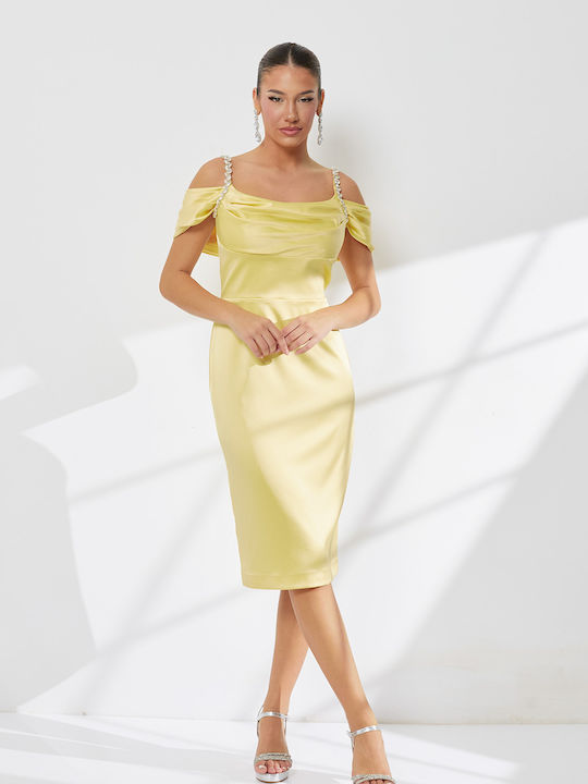 RichgirlBoudoir Summer Midi Evening Dress Yellow
